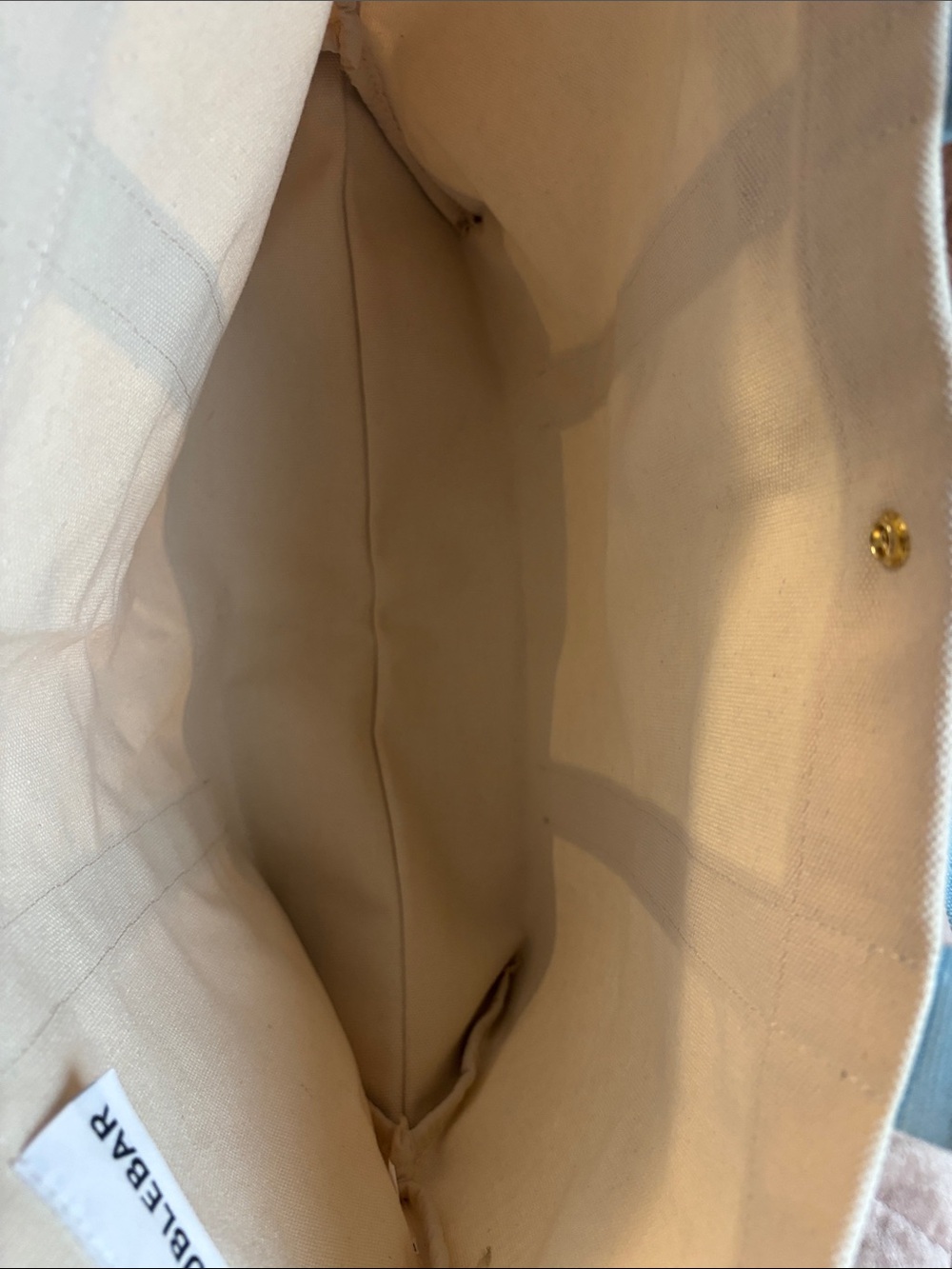 BaubleBar Canvas Beach Bag with Light Blue Straps and Palm Charm - Picture 3 of 5